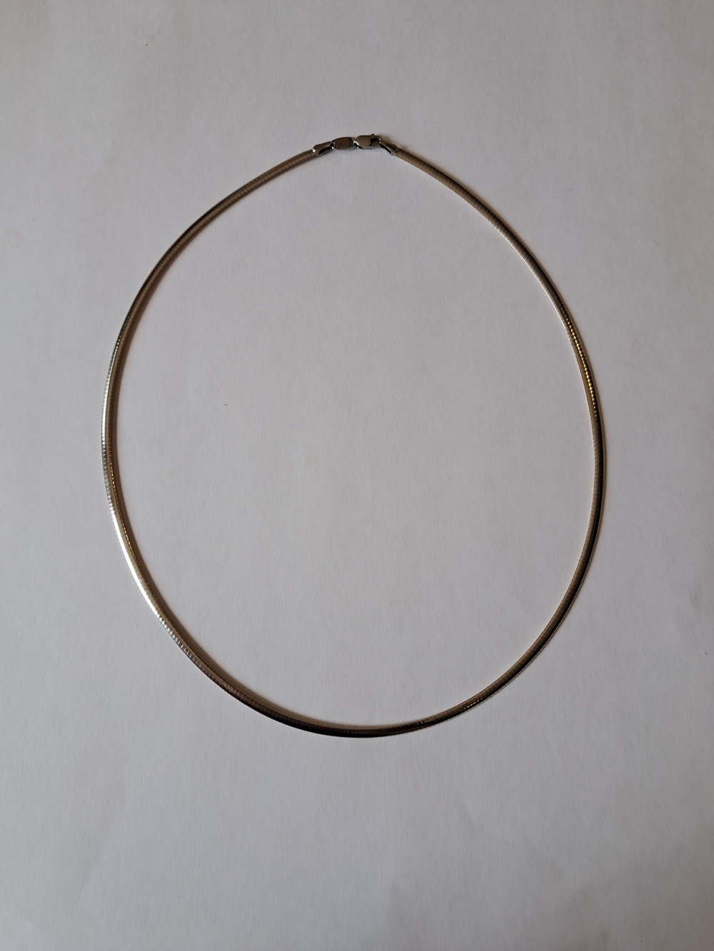 10K Gold & Sterling Silver Reversible Omega Chain Necklace 17-18" 925 1/15 - Picture 6 of 12